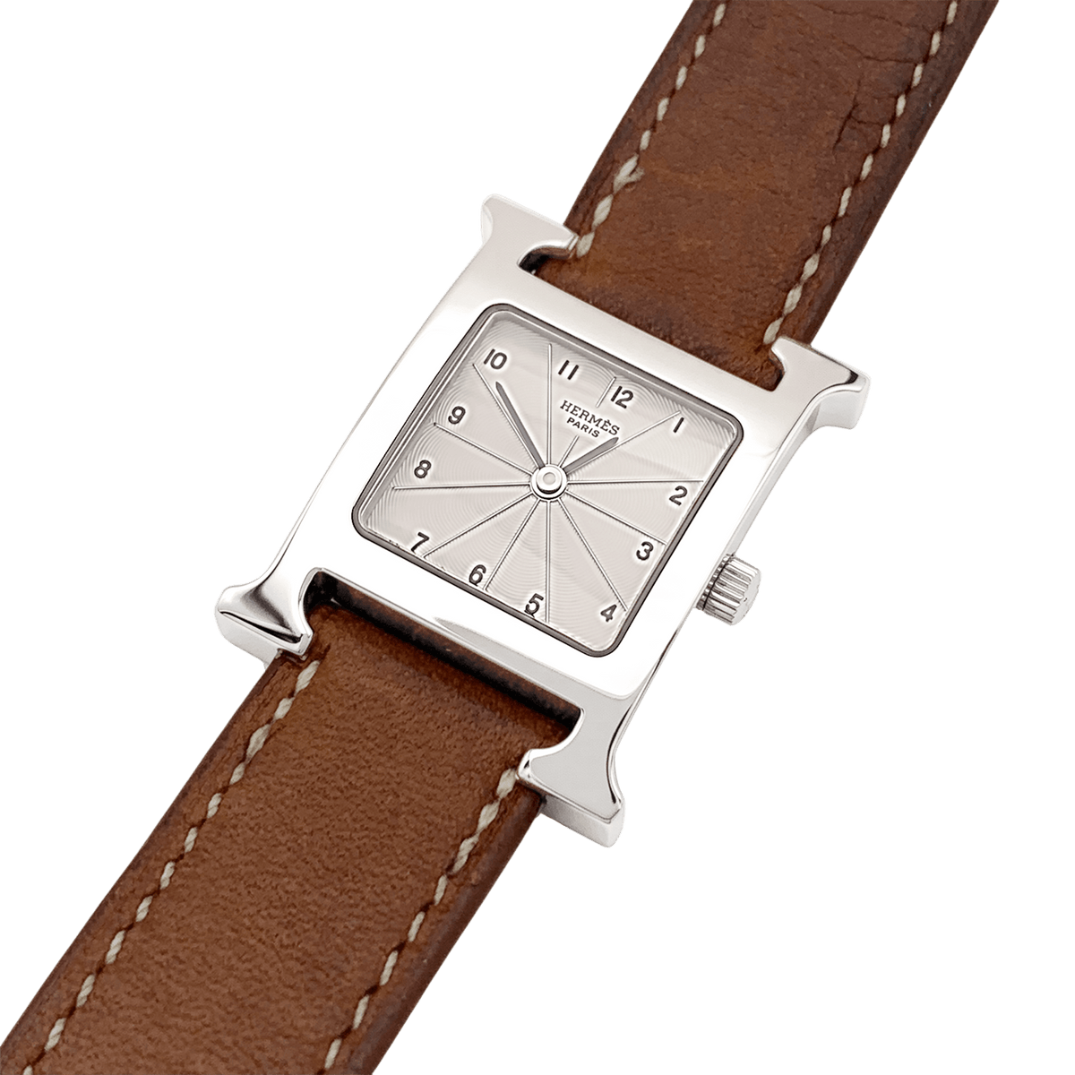 Montre HERMÈS Heure H PM en acier et cuir