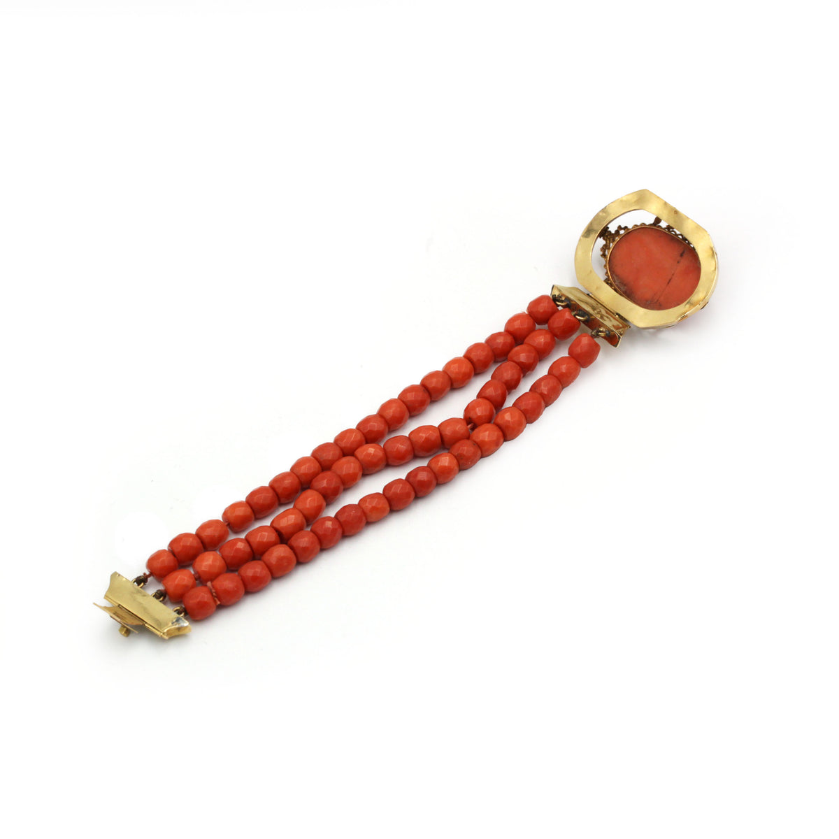Bracelet - Or jaune, Camée & Corail rouge