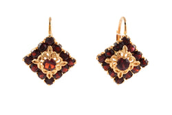Boucles d'oreilles Dormeuses en or jaune et grenats