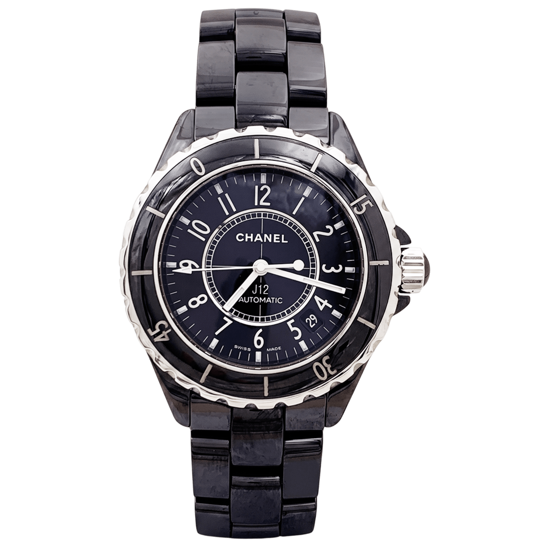 Montre Chanel, "J12", céramique noire, acier.
