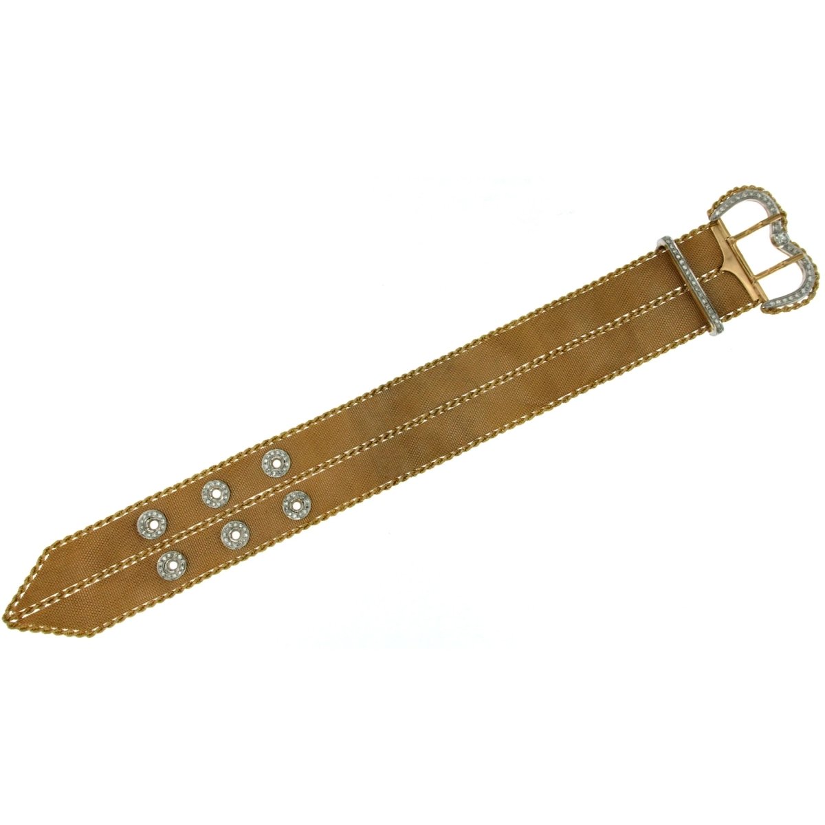 Filippini Diamond Mesh Two Color Gold Buckle Bracelet - Castafiore