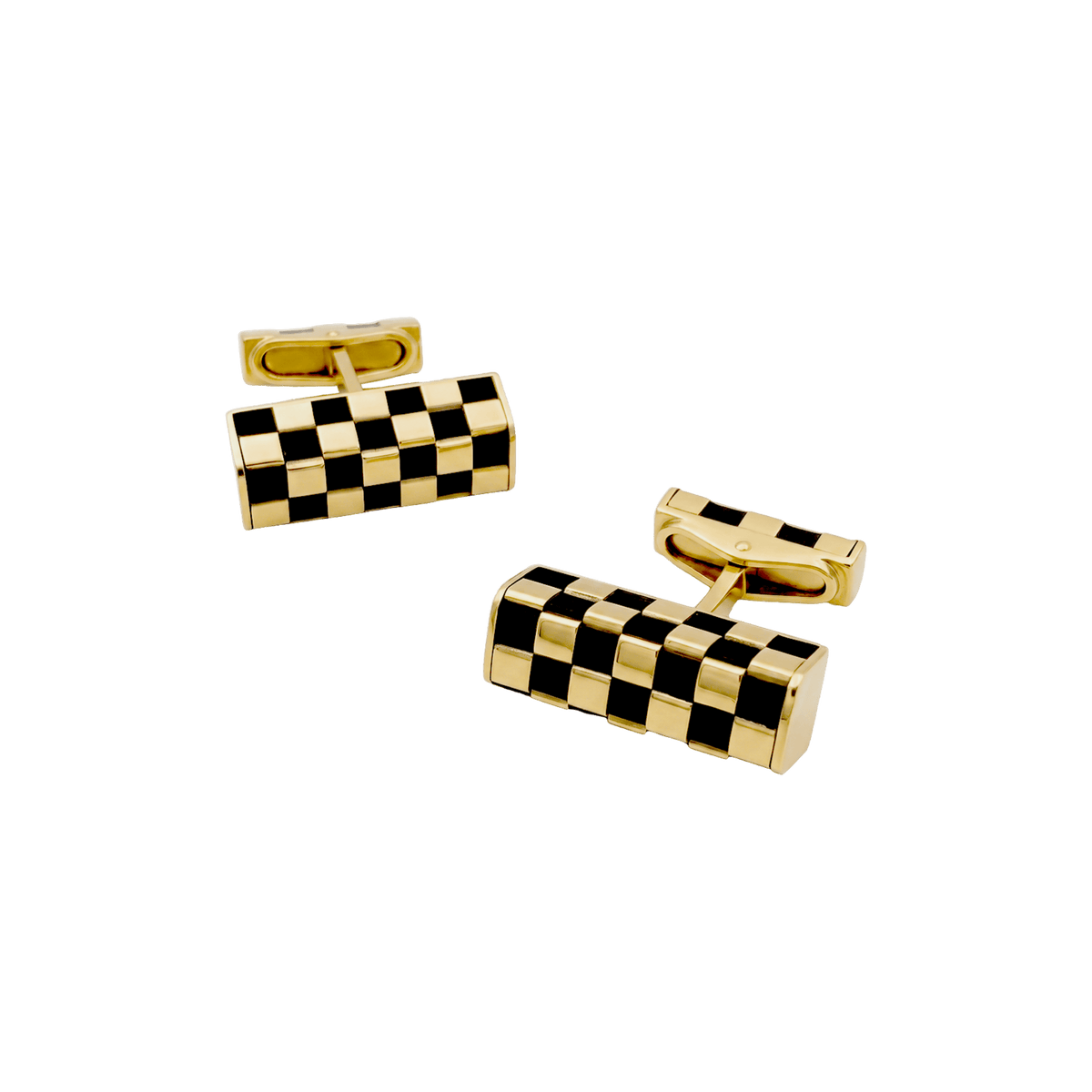 Boutons de manchette Van Cleef & Arpels, « Damier », or jaune et bois.