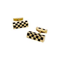 Boutons de manchette Van Cleef & Arpels, « Damier », or jaune et bois.