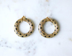 Fred Boucles d'Oreilles Pattes de Panthère Or Jaune et Email Noir - Castafiore