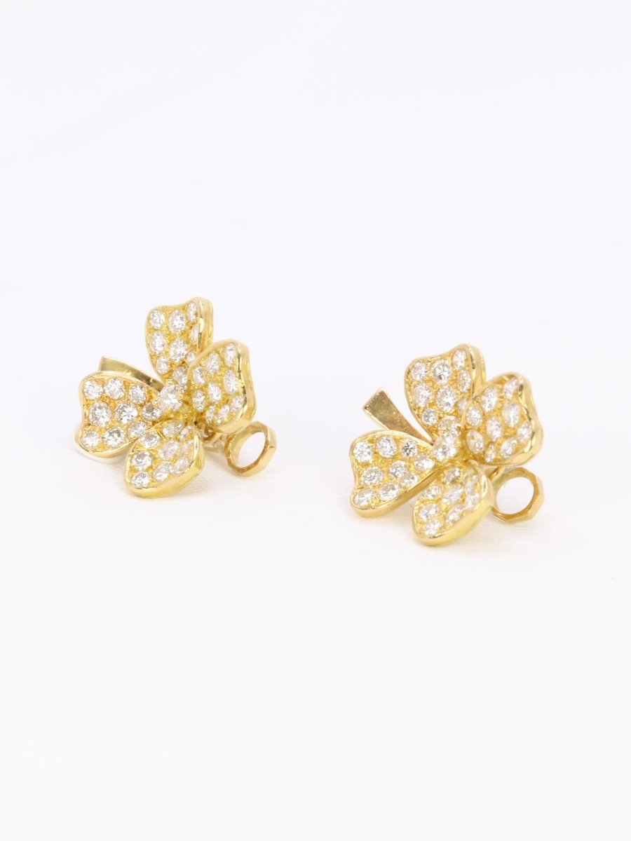 FRED Boucles d'oreilles Trèfles or jaune diamants - Castafiore