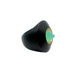 Bague Cocktail STOFFEL en or jaune, onyx et chrysoprase verte
