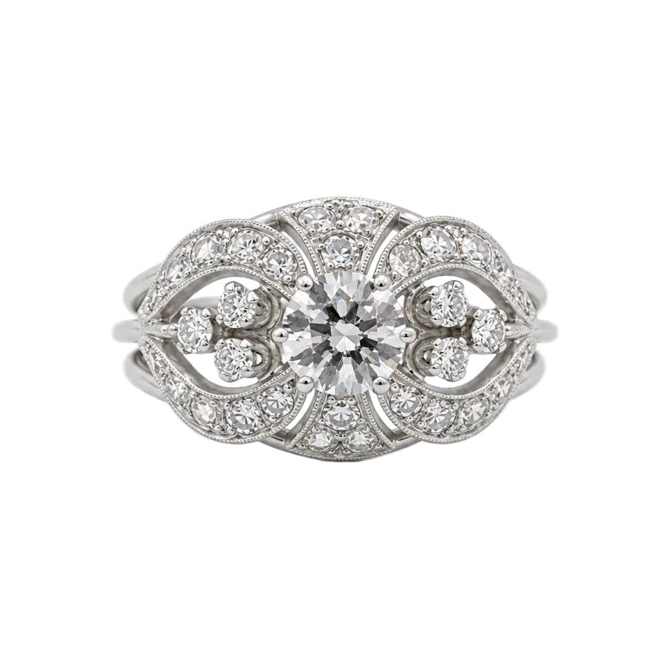 Bague Entourage en platine et diamants