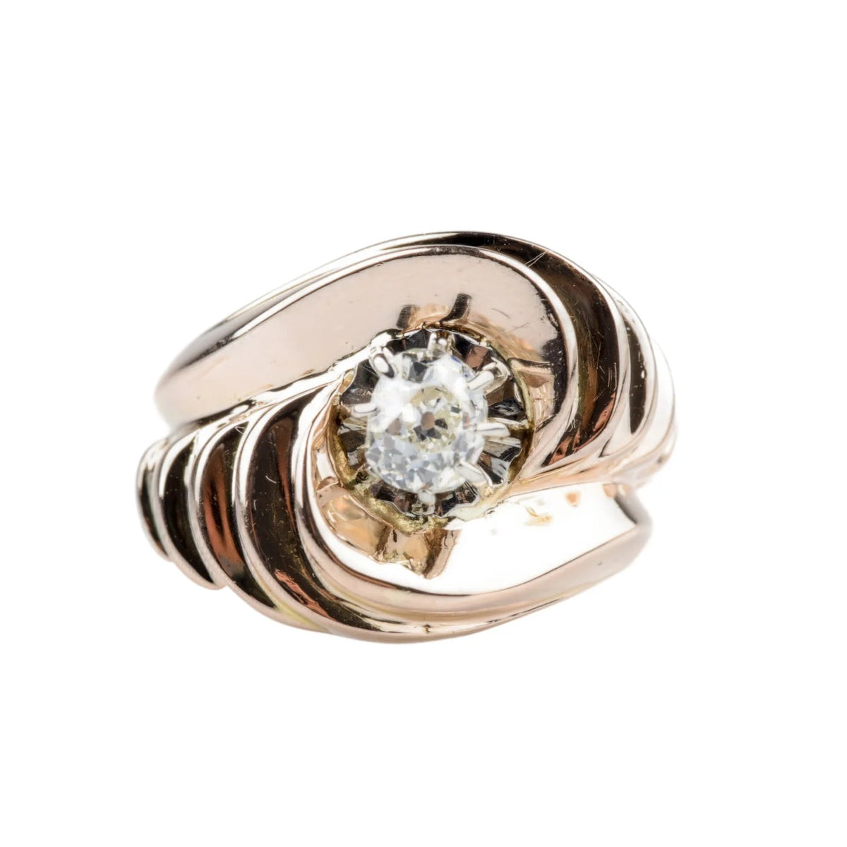 Bague Tank en or rose et diamant