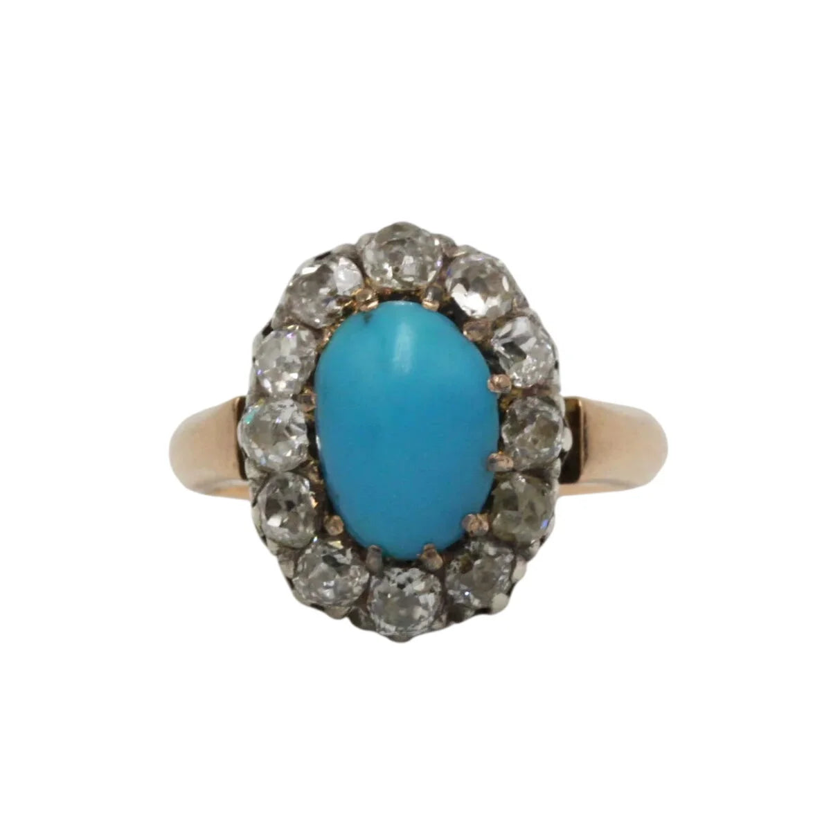 Bague Pompadour en or rose, turquoise et diamants