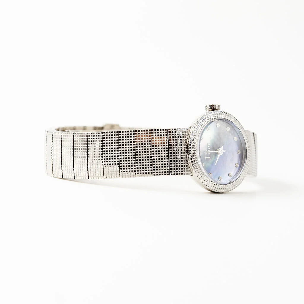 Montre de dame DIOR "La Baby D" en acier, nacre et diamants