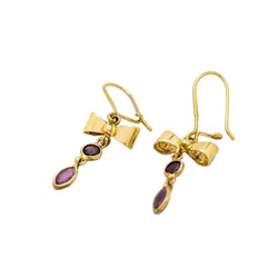 Boucles d’oreilles Pendantes en or jaune et gemmes roses