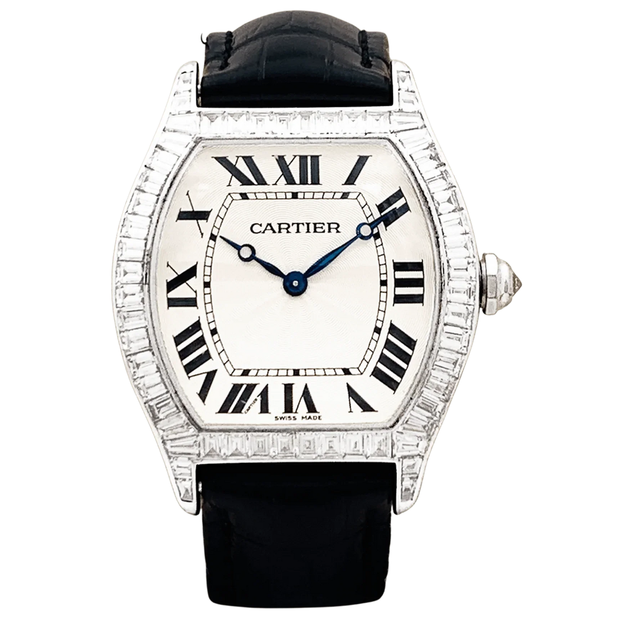 Montre CARTIER "Tortue" en or blanc et diamants