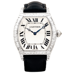 Montre CARTIER "Tortue" en or blanc et diamants