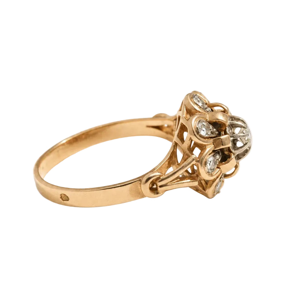 Bague Marguerite en or rose et diamants