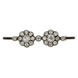 Broche Barrette en or jaune, argent et diamants