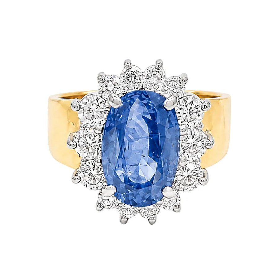 Bague Pompadour en or jaune, saphir et diamants