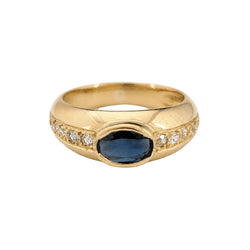 Bague Jonc en or jaune, saphir et diamants