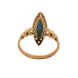 Bague Marquise en or blanc, or rose, turquoise et diamants