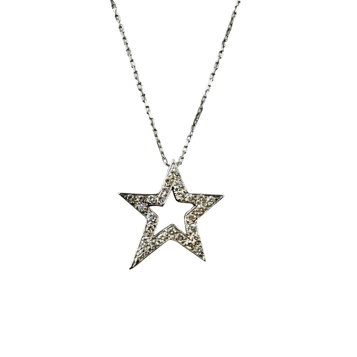 Collier Pendentif Étoile en or blanc et diamants