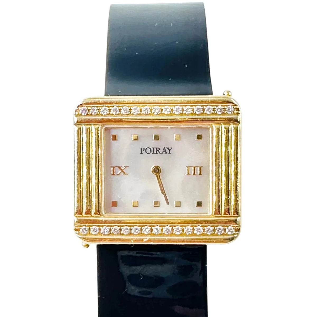 Montre POIRAY "Ma Première 16/9" en or jaune, nacre, diamants et cuir