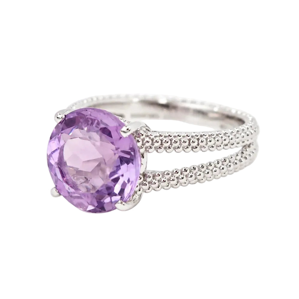 Bague Solitaire MAUBOUSSIN "Chanson d'amour" en or blanc, améthyste et diamants