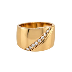 Bague Bandeau HERMÈS "Trace" en or jaune et diamants
