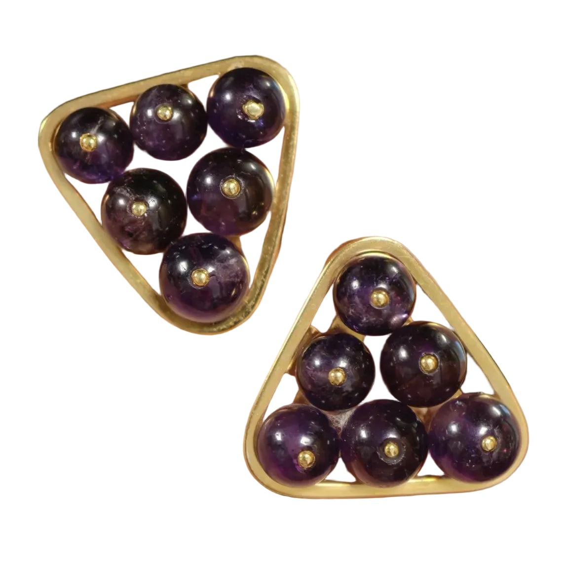 Boucles d'oreilles Clips en or jaune et améthystes