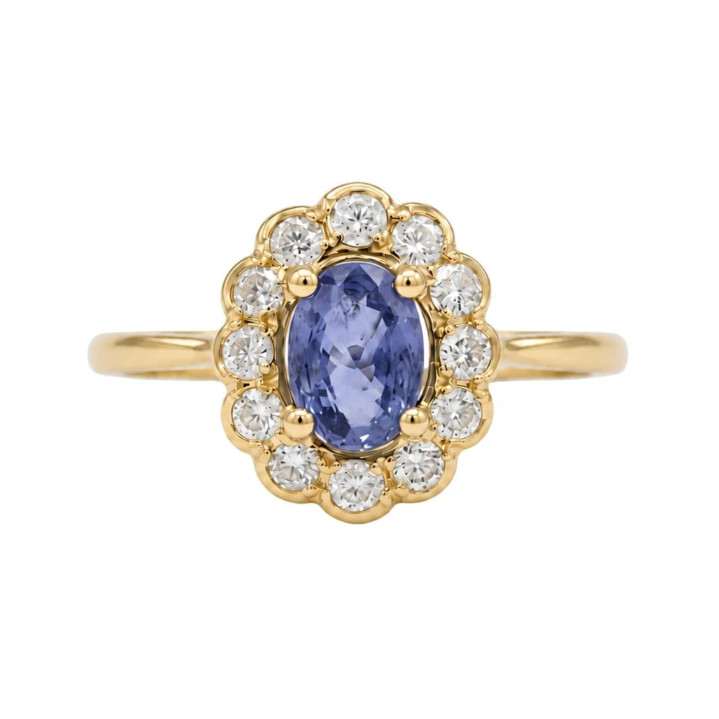 Bague Marguerite en or jaune, saphir et diamants