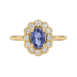 Bague Marguerite en or jaune, saphir et diamants