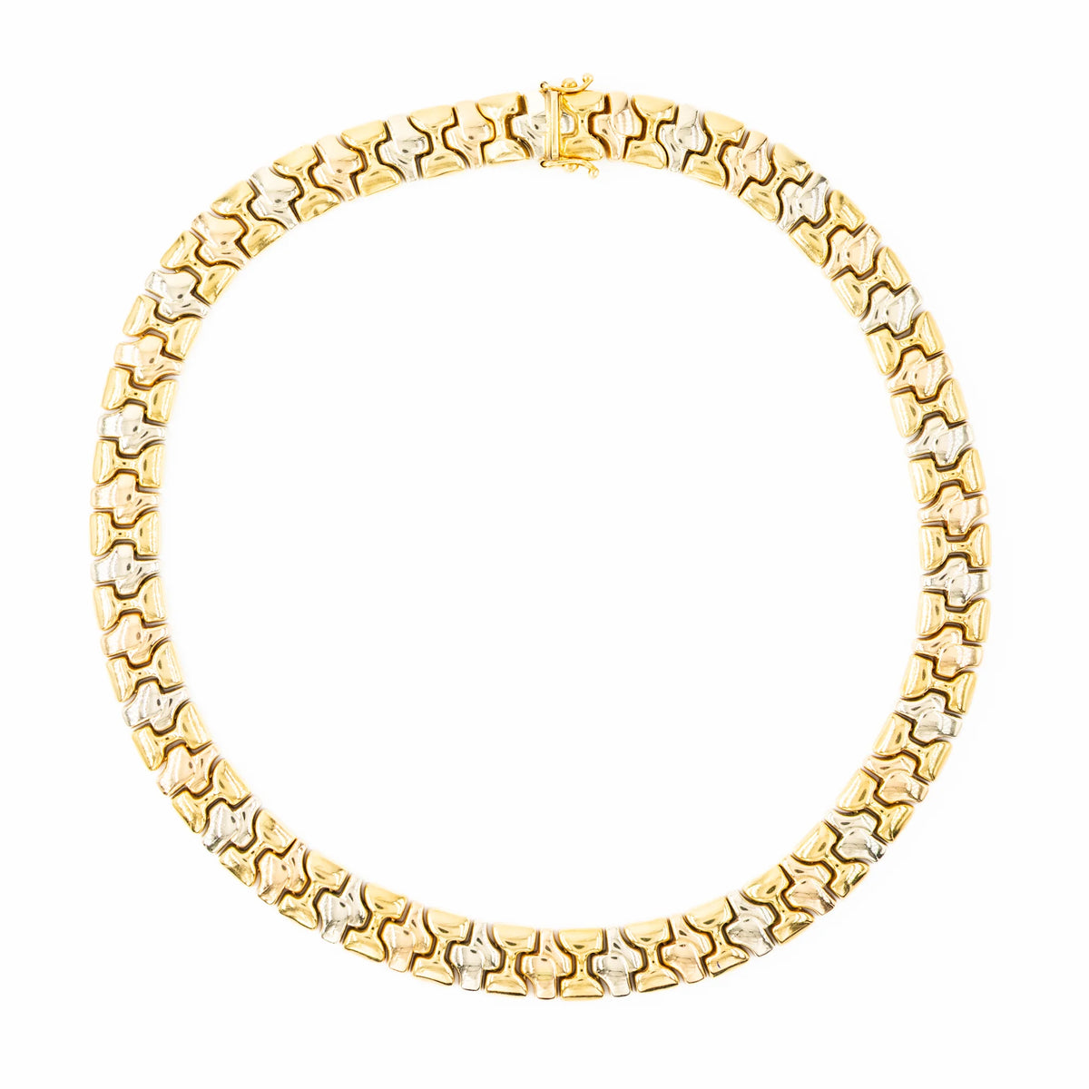 Collier Maille en or jaune, or blanc et or rose