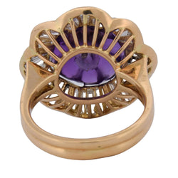 Bague Entourage en or jaune, améthyste et diamants