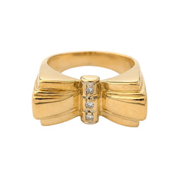 Bague Tank en or jaune et diamants