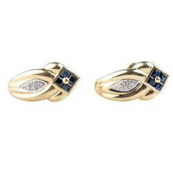 Boucles d’oreilles Puces en or jaune, saphirs et diamants
