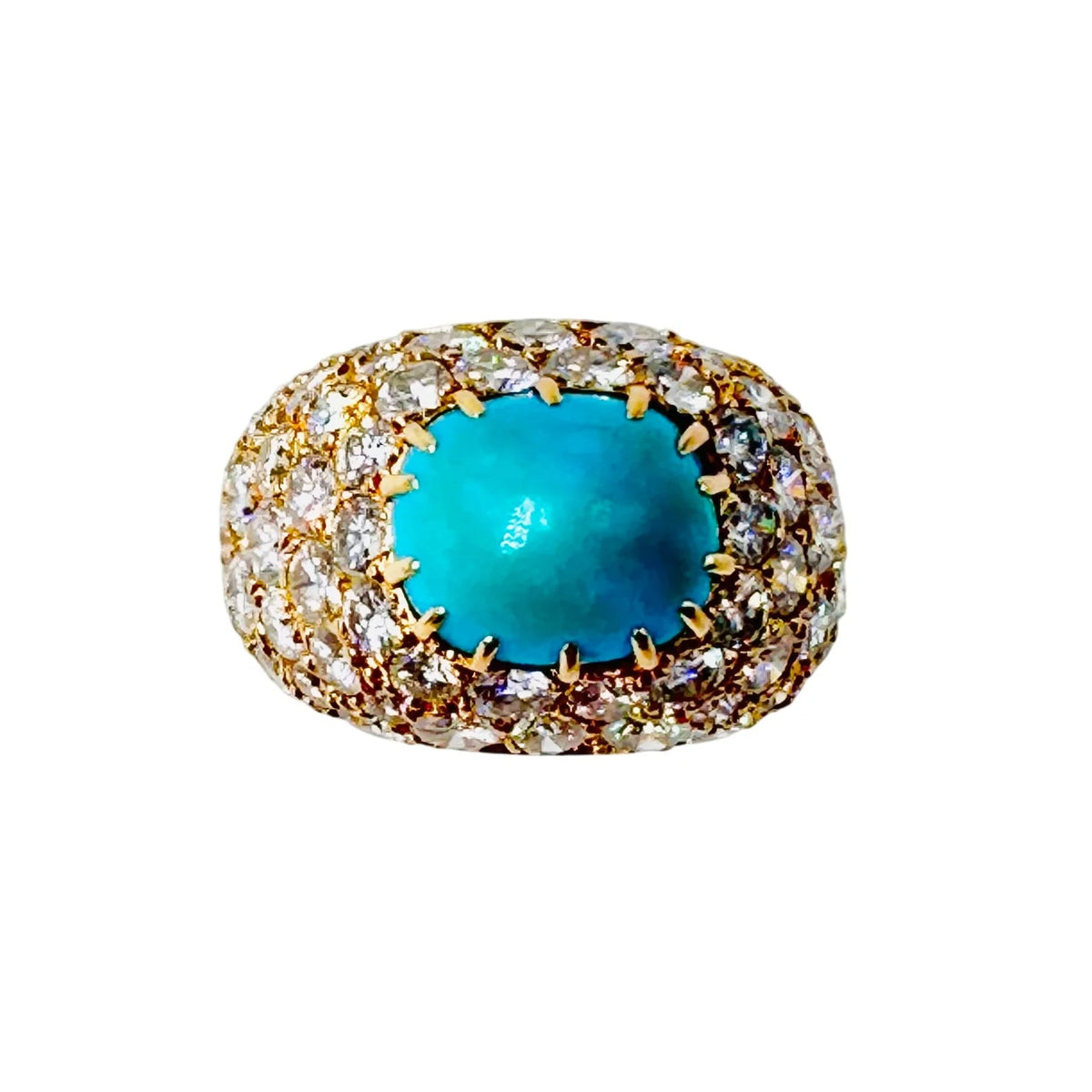 Bague BOUCHERON en or jaune, turquoise et diamants