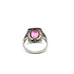 Bague Entourage en platine, tourmaline et diamants