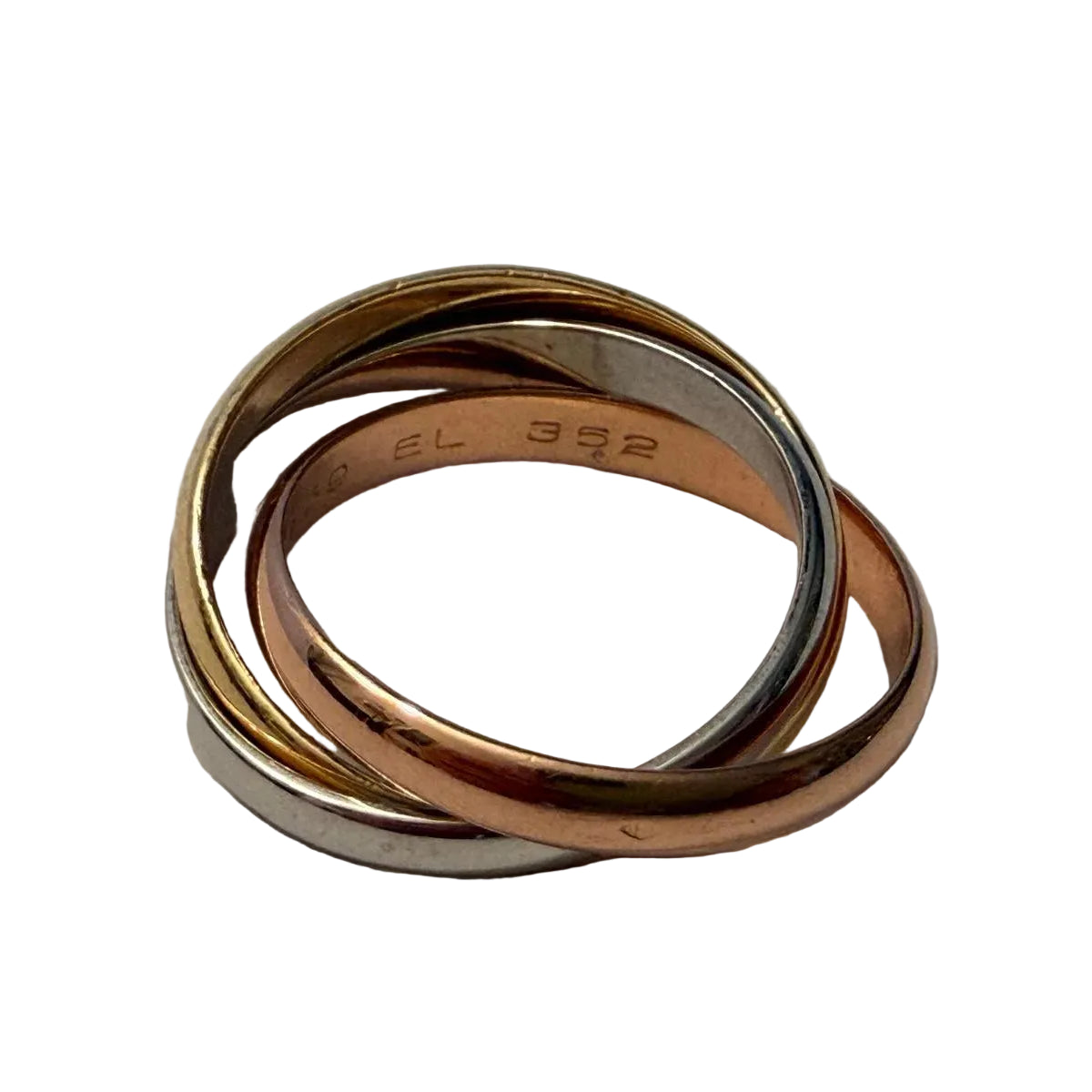 Bague Alliance CARTIER Trinity en or blanc, or jaune et or rose