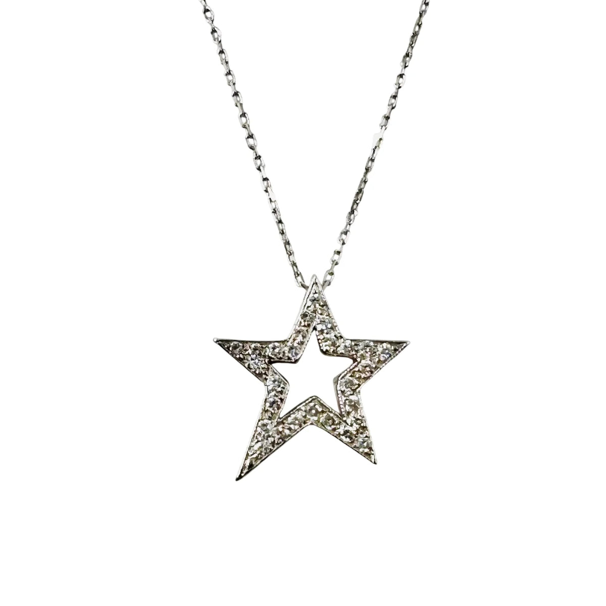 Collier Pendentif Étoile en or blanc et diamants