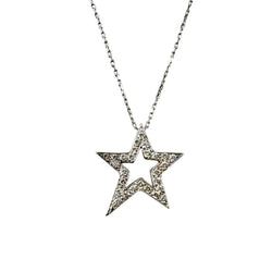 Collier Pendentif Étoile en or blanc et diamants