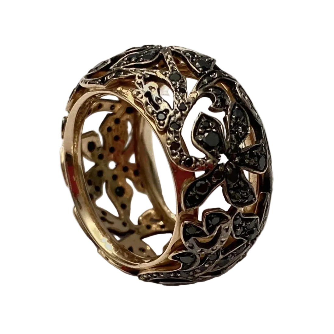 Bague Bandeau POMELLATO "Arabesque" en or rose et diamants