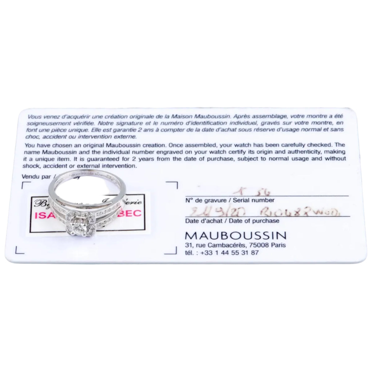 Bague Entourage MAUBOUSSIN "Moi aime toi" en or blanc et diamants