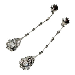 Boucles d'oreilles Belle Époque en platine, or jaune et diamants
