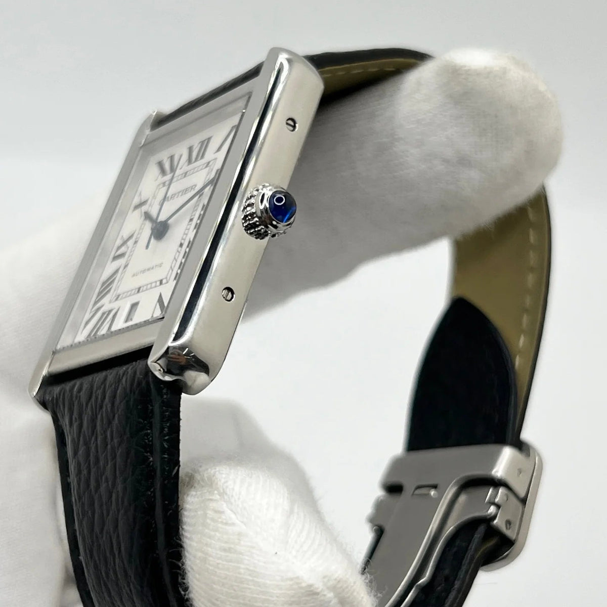 Montre CARTIER Tank Solo XL en acier et cuir