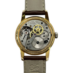 Montre UNIVERSAL GENÈVE plaqué or, acier et cuir