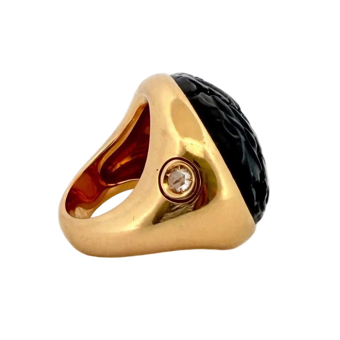 Bague Cocktail POMELLATO "Victoria Jet" en or jaune, jaiset diamant