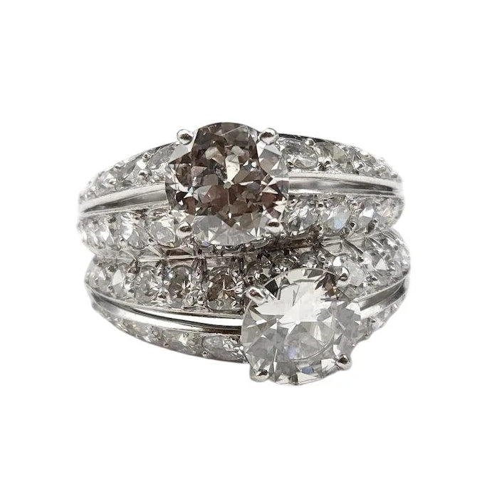 Bague Toi & Moi en platine et diamants