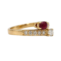 Bague Toi & Moi en or jaune, rubis et diamants