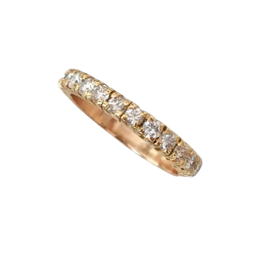 Bague Alliance en or jaune, or rose et diamants