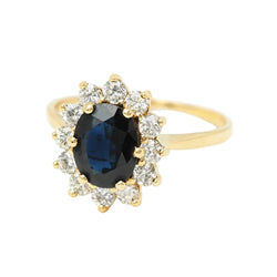 Bague Marguerite en or jaune, saphir et diamants