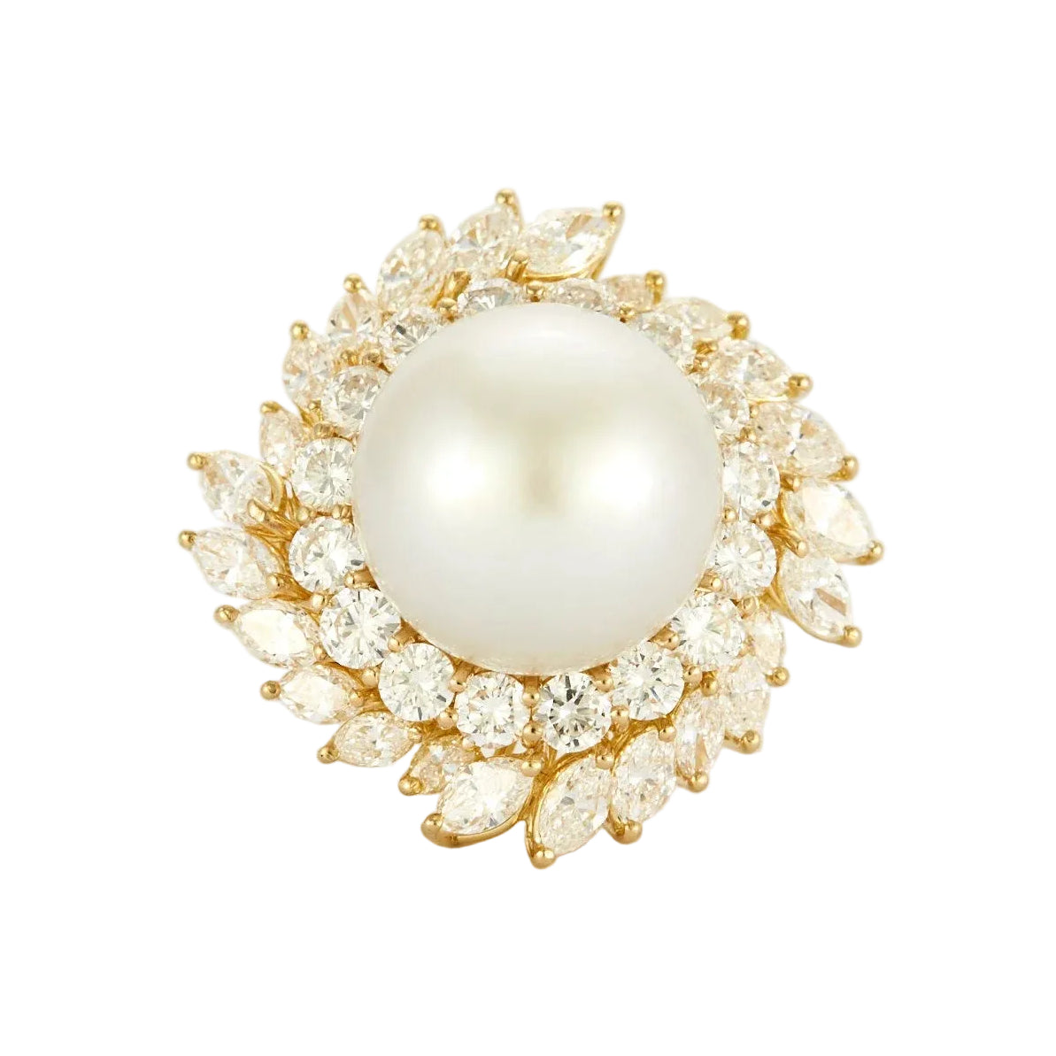 Bague Cocktail BUCHERER en or jaune, perle et diamants