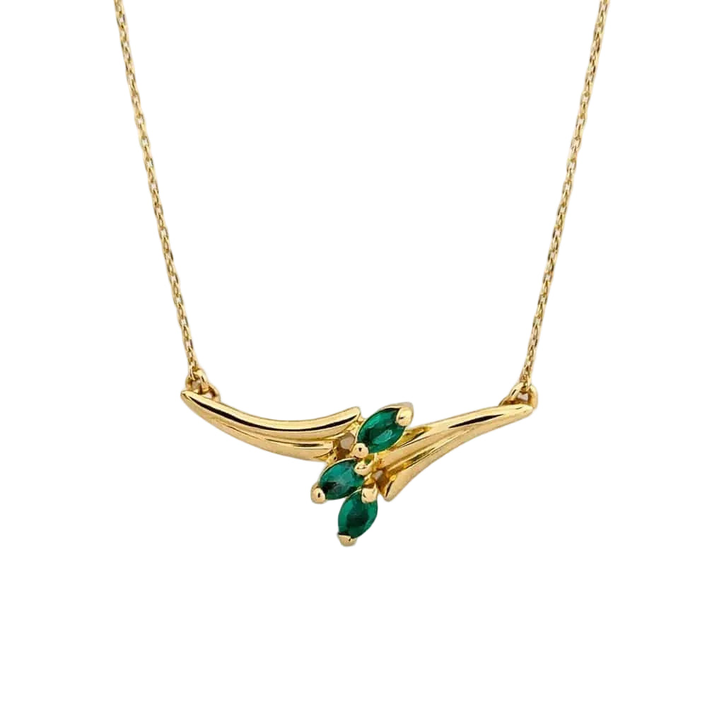 Collier Pendentif en or jaune et émeraudes